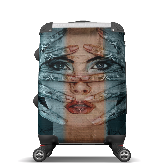 Hands on Face Suitcase